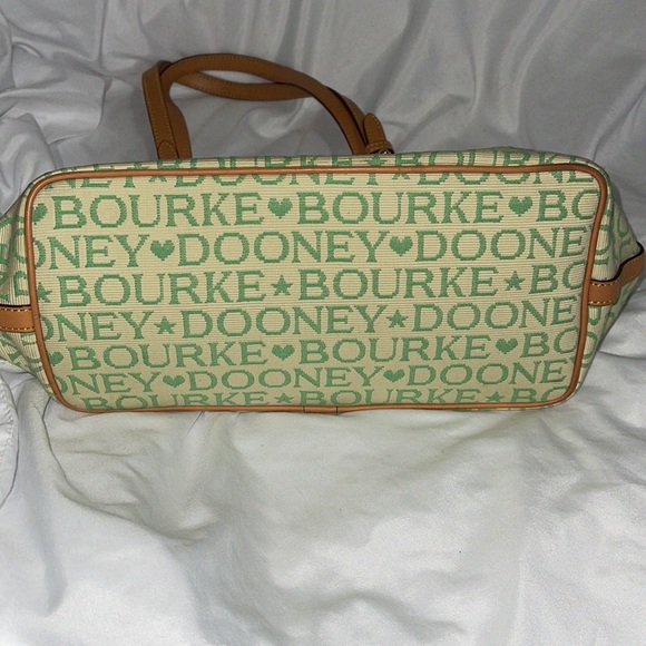 Gentle Used Dooney & Bourke shoulder bag Yellow/Green with brown trimming - Picture 2 of 10